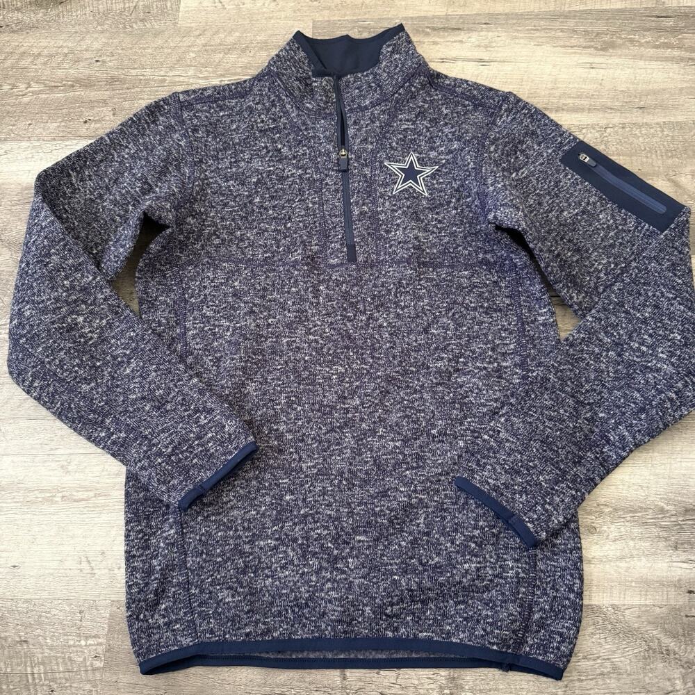 Dallas Cowboys Antigua 1/4 Zip Pullover Mens Small Blue Sweater Fleece NFL